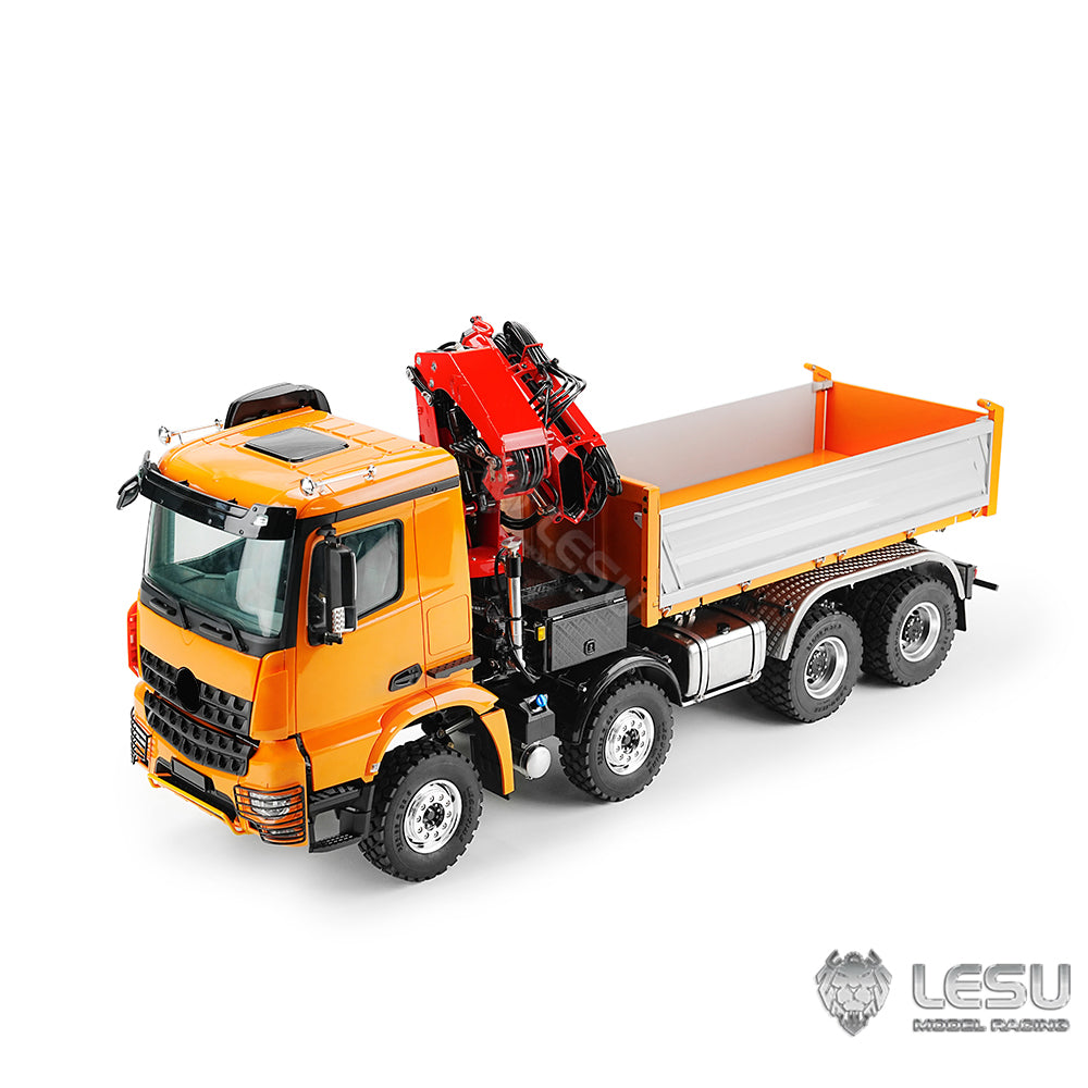 LESU 3348 1/14 RC Hydraulic Dump Truck 3-Ways 8X8 Remote Control Crane Tipper Emulated Car Hobby Models 7CH Valve 2Speed Gearbox