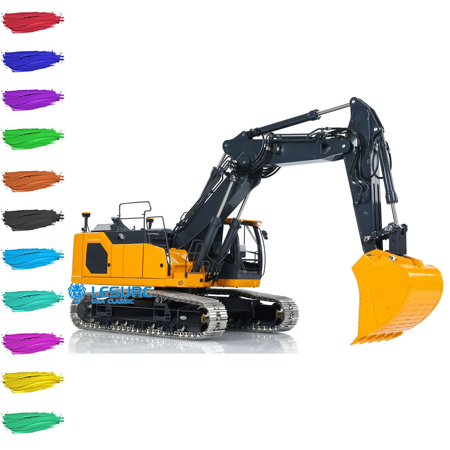 3-Section Arm LESU Metal 1/14 Hydraulic RC Excavator LR945 Radio Control Diggers Simulation Engineering Vehicle Model Light Servo