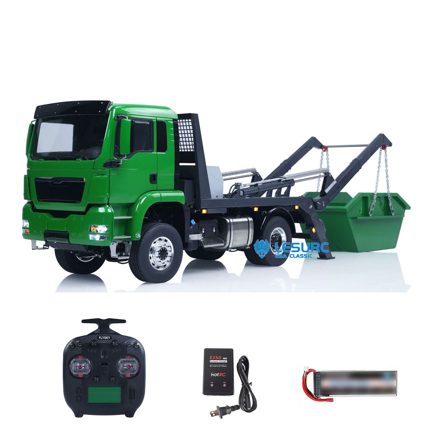 LESU Z0068 1/14 Metal 4x4 Hydraulic Swing Arm Garbage Vehicle with TGS Cabin 3 Speed Transmission 4CH Reversing Valve Lock Differential Axles