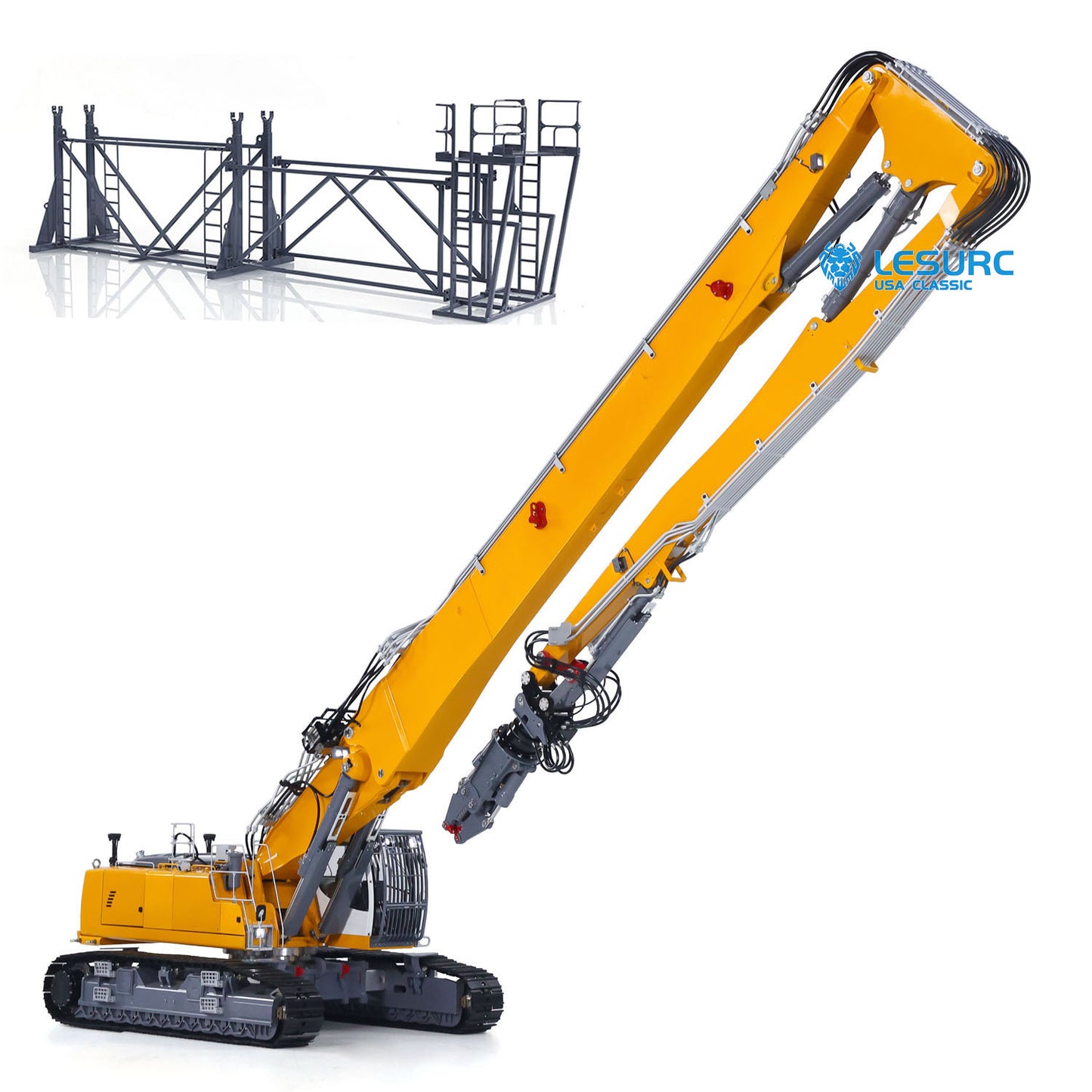 LESU 1/14 RC Hydraulic Demolition Excavator Aoue LR960 Heavy Machine Finished Digger Engineering Car Model 13CH Valve Pump Lights