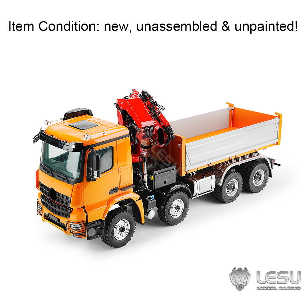 LESU 1/14 8X8 Z0064 Z0063 RC Hydraulic Dumper Truck With Crane 3 Ways Unassembled DIY Tipper Model With 2 Speed Transmission