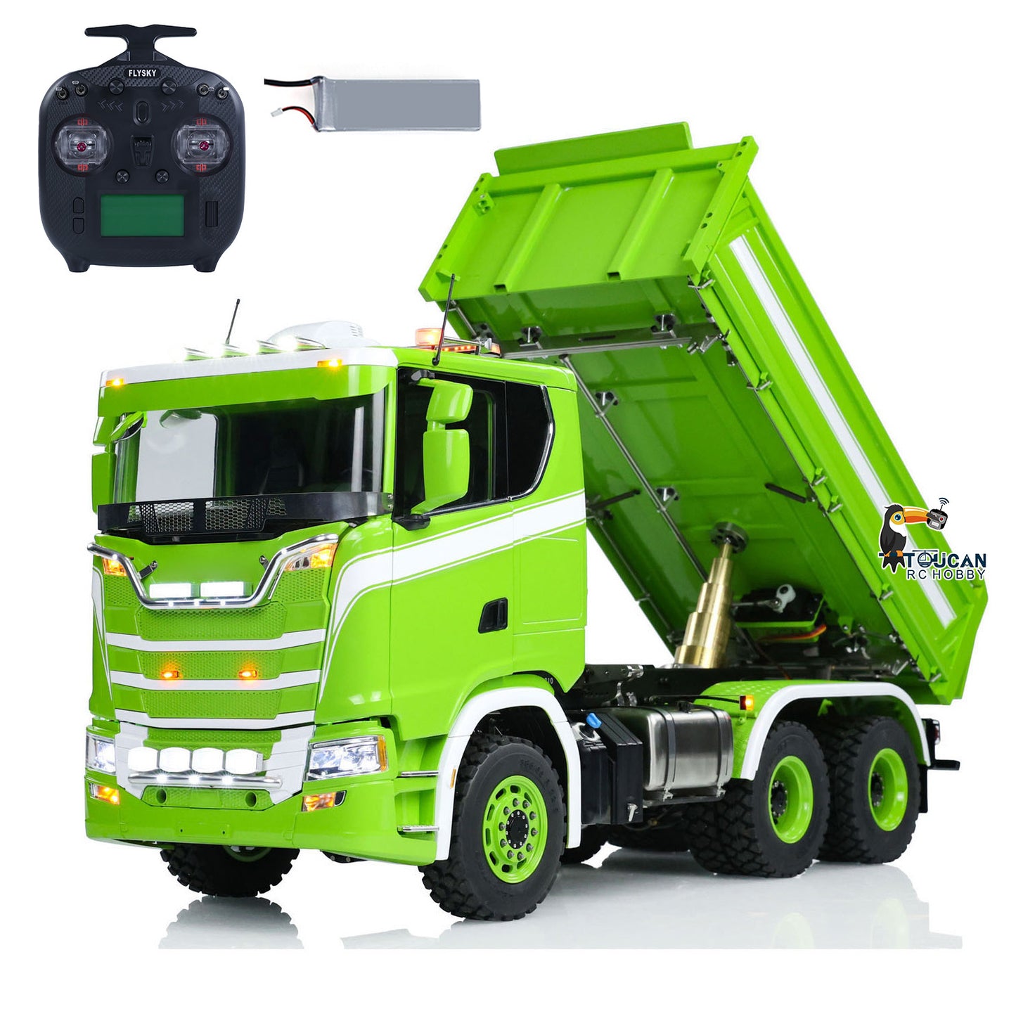 LESU Metal 1/14 6x6 RC Hydraulic Dumper Truck 3 ways Remote Control Tipper Model Assembled Car With ST8 Radio System Smoke Unit