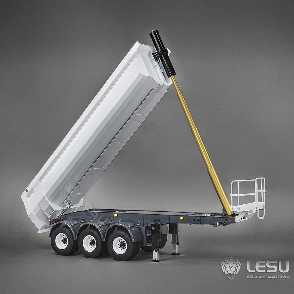 Metal LESU 3 Axles 1/14 Hydraulic Dump Trailer Model for RC Tractor Truck DIY TAMIYA With A0045 U-Bucket Electric Lifting Legs