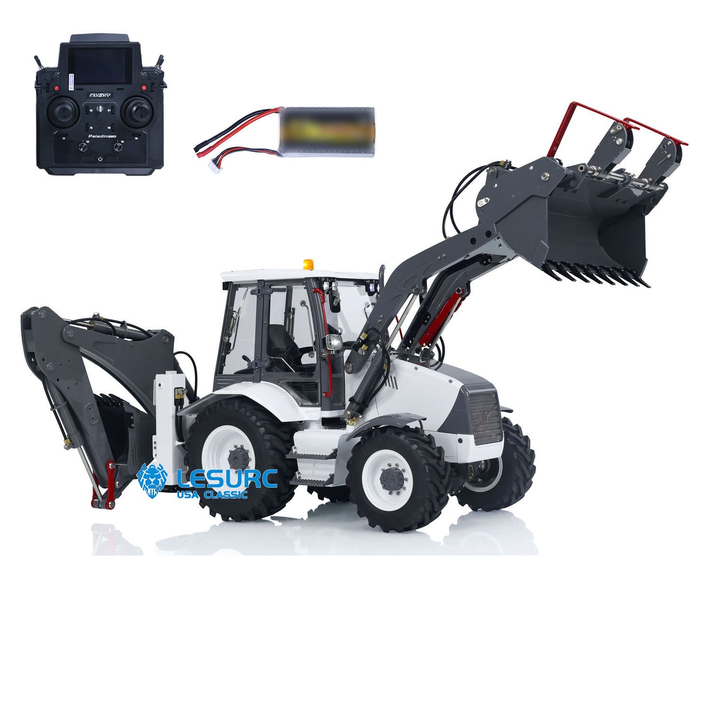 LESU 1/14 RC Hydraulic Equipment Remote Controlled Backhoe Loader AOUE BL71 2 in 1 Excavator Model PL18EVLite Painted Assembled