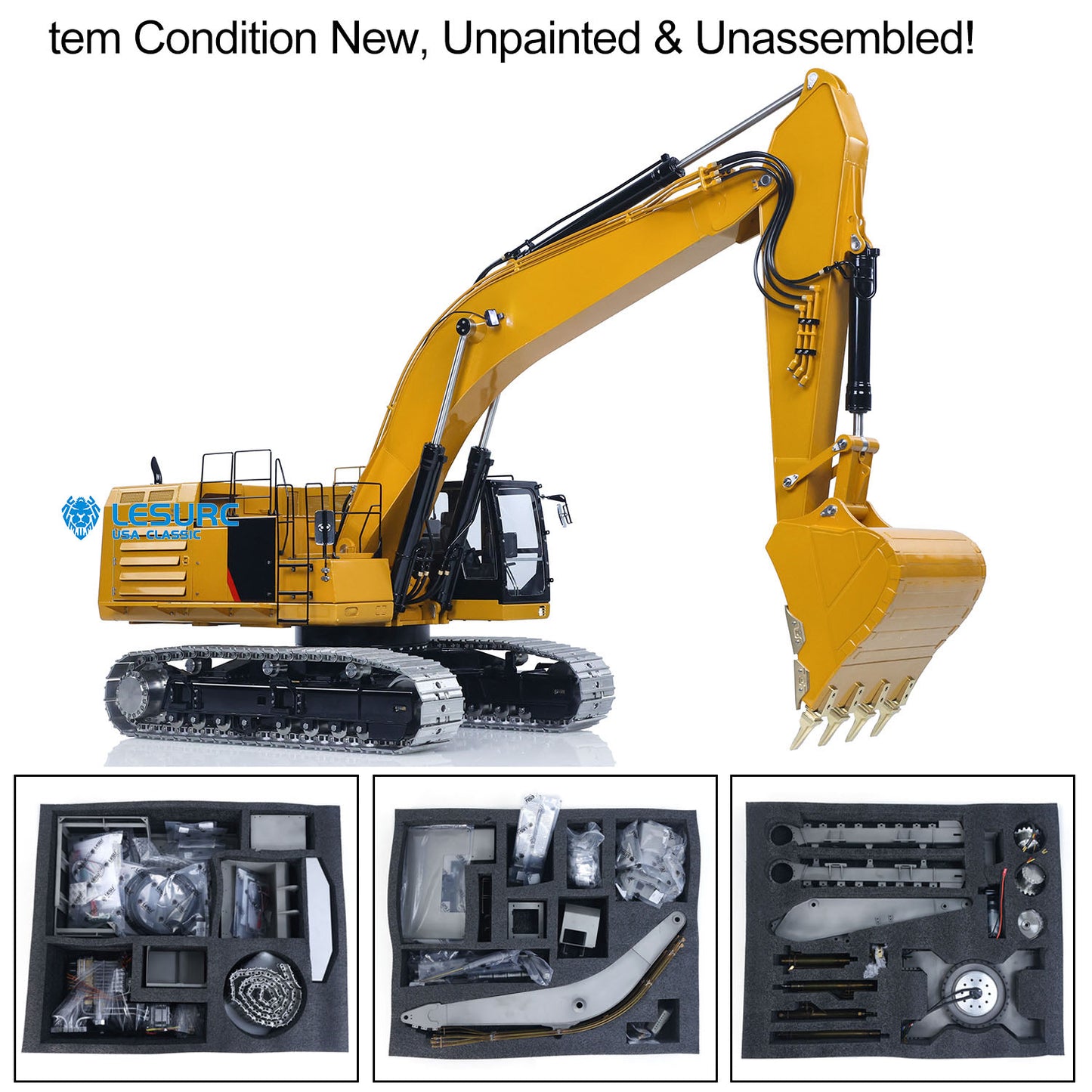 LESU C374F 1/14 Metal Hydraulic RC Excavator B0001 Remote Control Heavy Digger with Hobbywing Brushless ESC 6CH Reversing Valve Light System