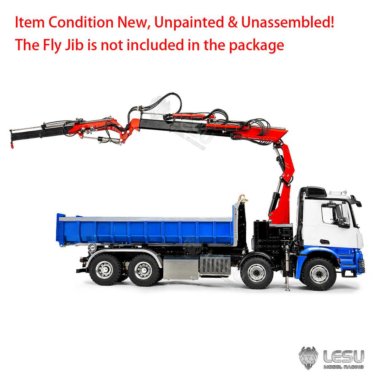 LESU Z0122 1/14 8x8 Hydraulic Roll Off RC Dumper Truck with Telescopic Hook Arm 7CH Valve Crane 3 Speed Gearbox Differential Lock Light Sound