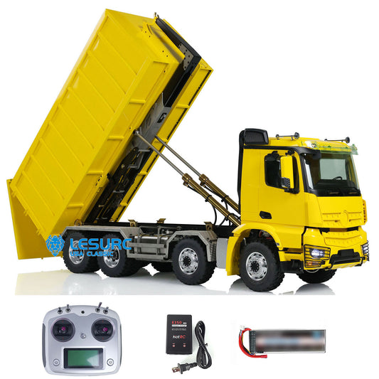 LESU K3363 Cabin 1/14 Metal 8x8 RC Hydraulic Dump Truck with 2 Speed Transmission FlySky I6S Radio System for Remote Control Construction Enthusiast