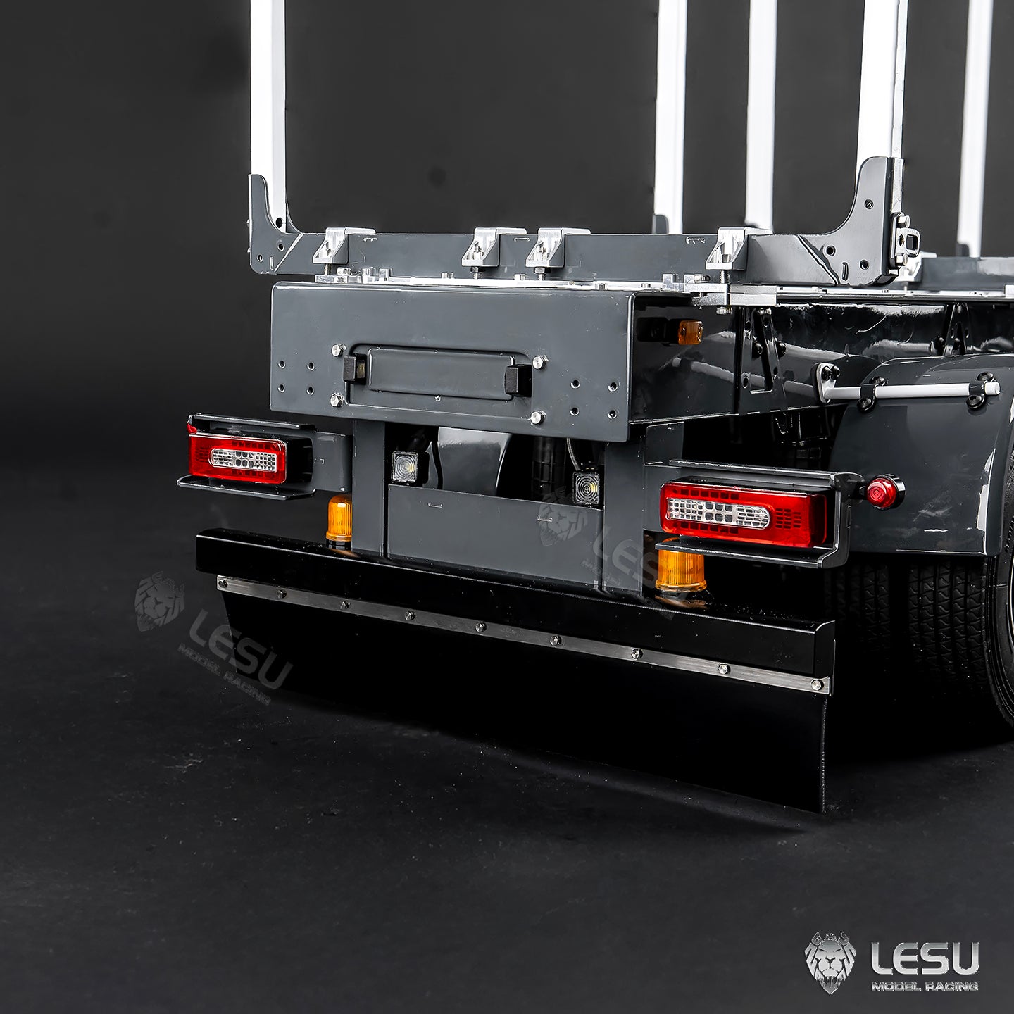 LESU 1/14 Metal Log Semi Trailer RC Wood Transport Car Light Electric Lifting Leg Servo-Controlled Drum Brake for TAMIYA Tractor