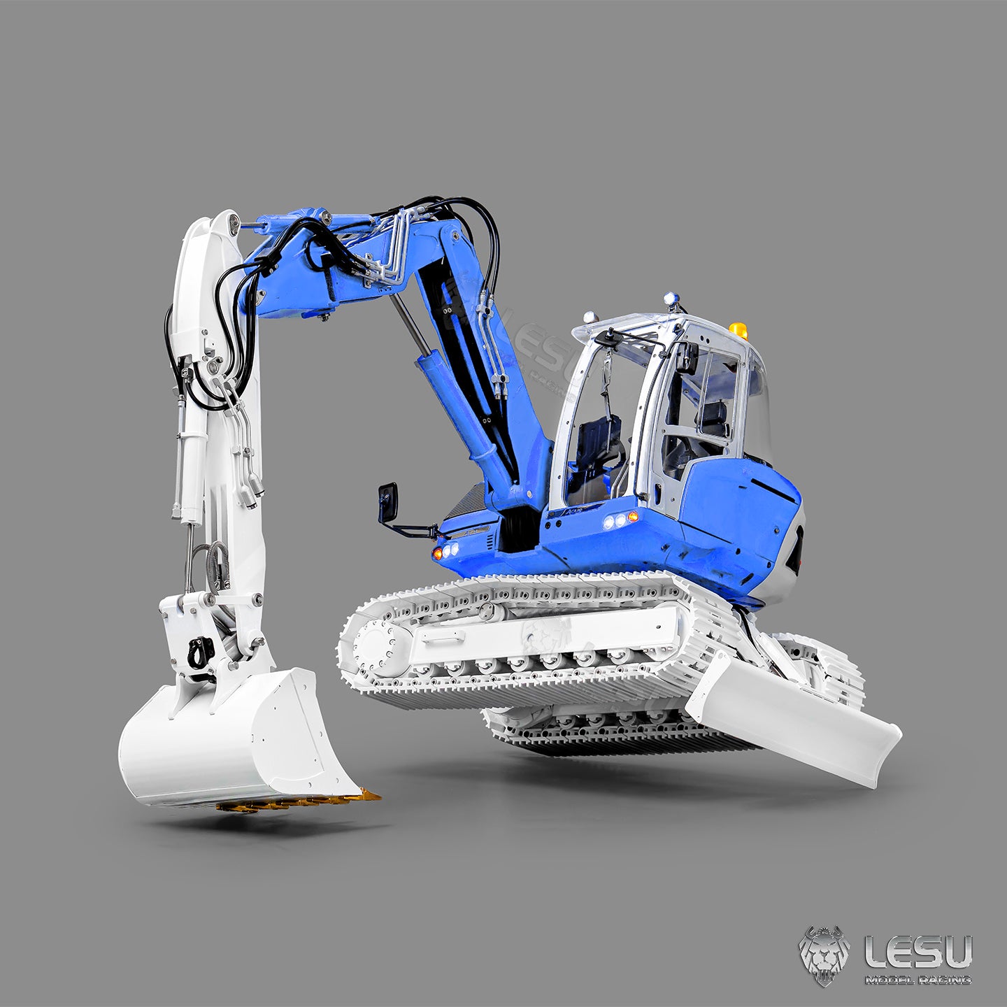 Metal LESU 1/14 MC15 Hydraulic RC Excavator 4 Arms Construction Vehicle 9 Ways Valve Dual Pumps Light Sound ST8 Radio System