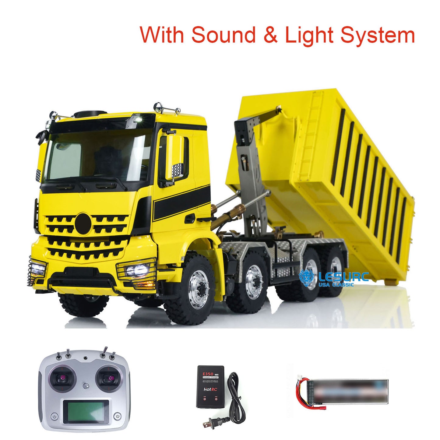 LESU K3363 Cabin 1/14 Metal 8x8 RC Hydraulic Dump Truck with 2 Speed Transmission FlySky I6S Radio System for Remote Control Construction Enthusiast