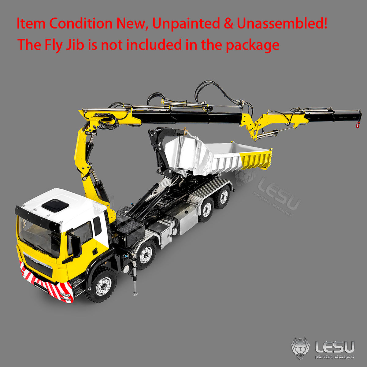 LESU Z0125 1/14 8x8 RC Hydraulic Crane Roll Off Dumper Truck with TGS Cabin Folding Hook Lift 3 Speed Gearbox Differential Lock Metal Chassis