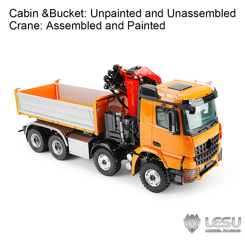 LESU 3348 8X8 RC Hydraulic Dump Truck 3-Ways 1/14 Remote Control Crane Tipper Engineering Vehicle Model 2Speed Gearbox Sound