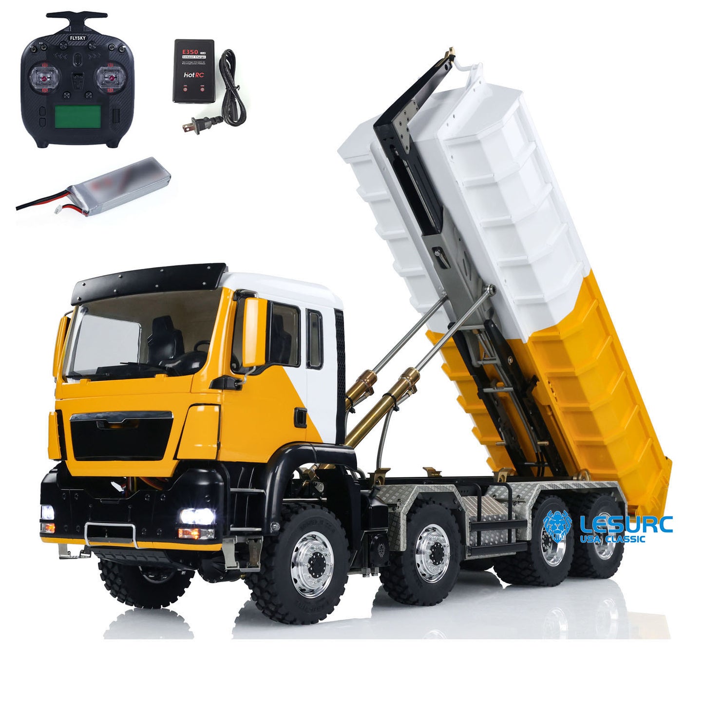 LESU 1/14 Hydraulic RC Full Dump Truck 8x8 Metal Chassis Painted Assembled Remote Control Tipper Cars