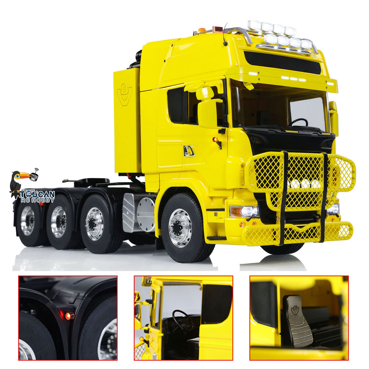 1/14 LESU 8X8 Metal Chassis RC Tractor Truck Radio Controlled Car Simulation Hobby Model Light Sound Equipment Rack