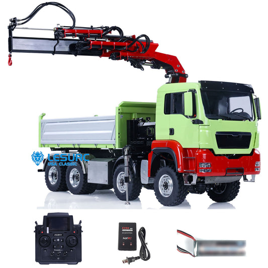 In Stock LESU 1/14 RC Hydraulic Dump Truck 8X8 Painted Remote Control Crane Tipper Car Construction Vehicle Model W/ Motor Servo ESC