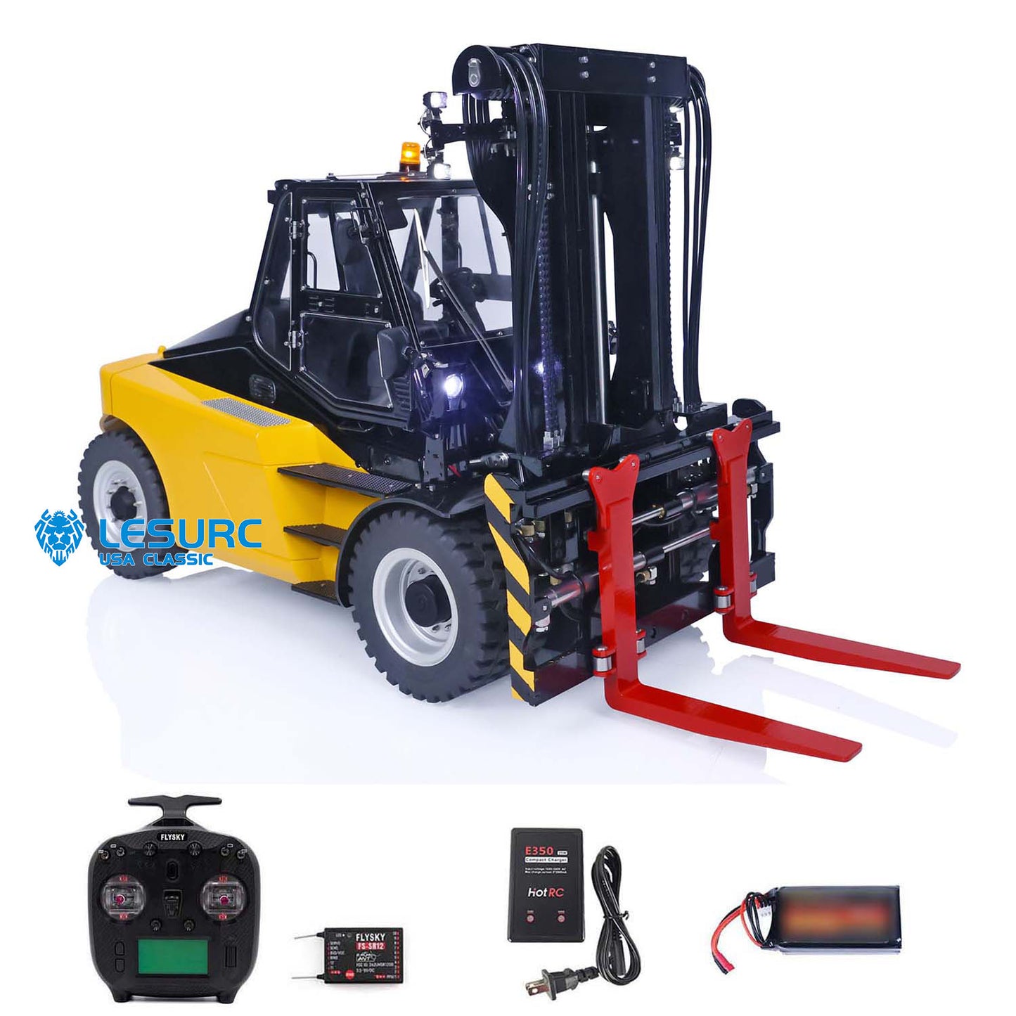 LESU AOUE LD160S 1/14 Metal Hydraulic RC Forklift FlySky ST8 Remote Controller and SR12 Receiver 6 Ways Reversing Valve Sound Light System