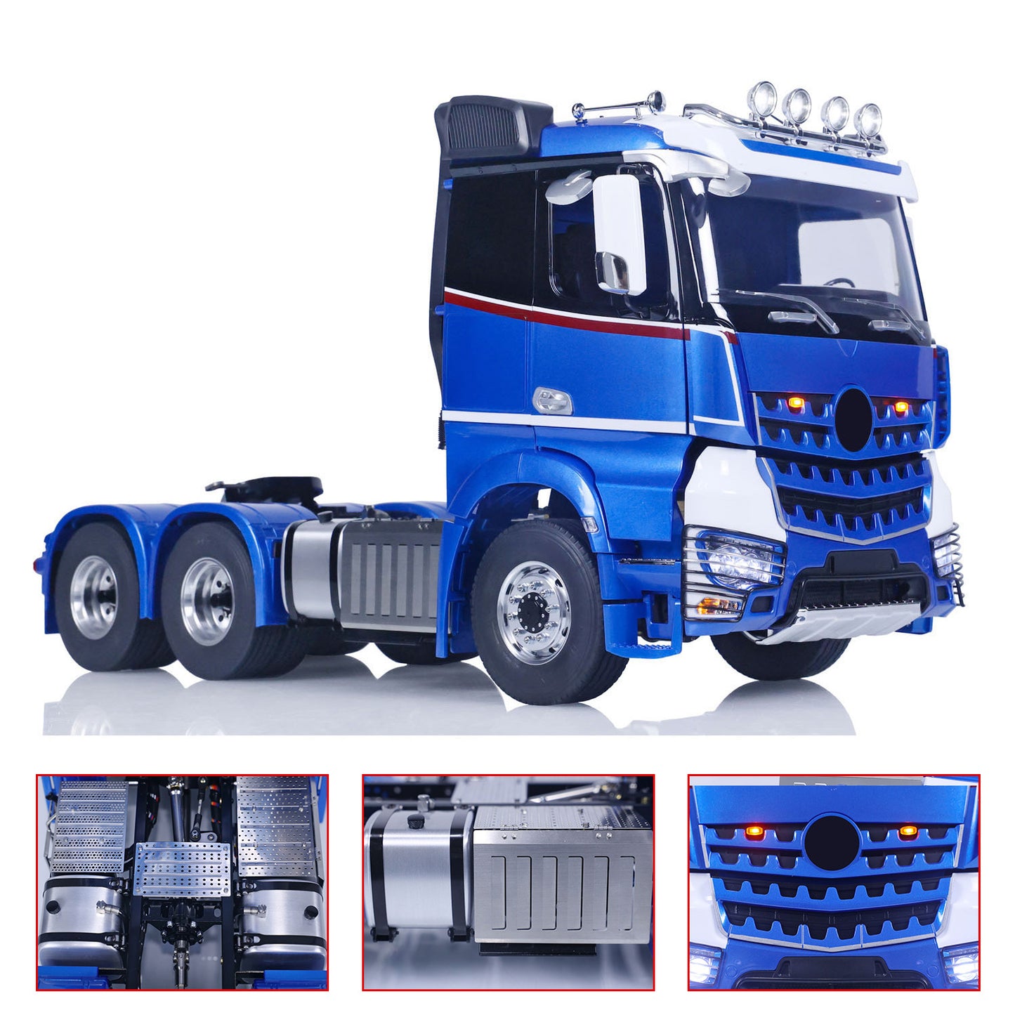 LESU 1/14 Highline RC Tractor Truck 6x6 Metal Chassis Model 2 Speed Gearbox FlySky I6S Radio System Sounds Lights Servo Motor ESC