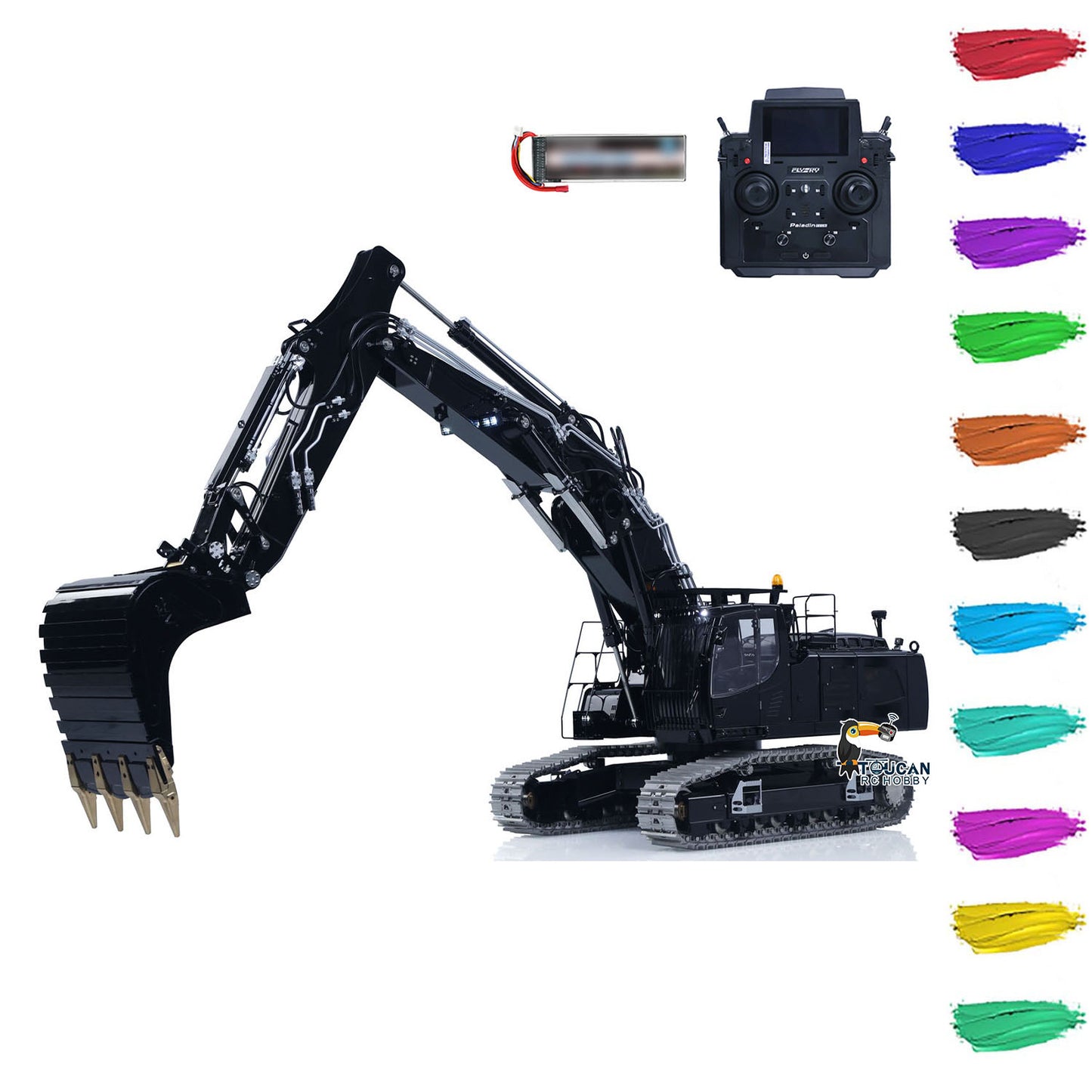 LESU Metal 1/14 RC Hydraulic 3 Arms Excavator LR956 Electric Motor Remote Control Digger Model With Dual-Pump Hydraulic System