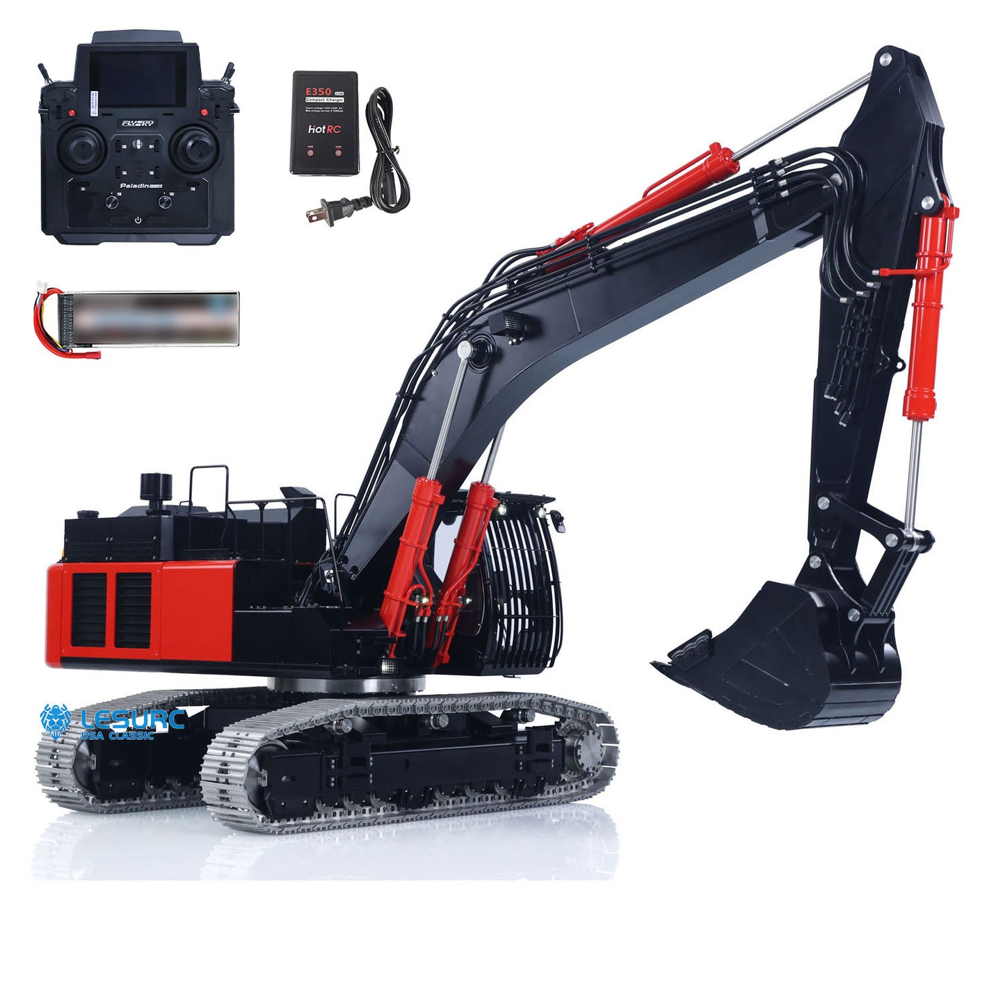LESU Aoue-ZX490 1/14 Metal RC Hydraulic Excavator B0026 with FlySky PL18EV Lite Radio Controller 6CH Valve Brushless Motor Light Sound System