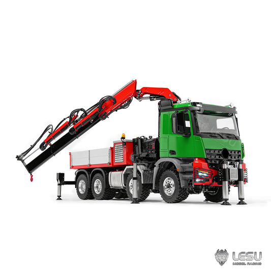 LESU 3363 1/14 Metal RC Hydraulic Crane Truck 8X8 Axle Diff Lock 3Speed Remote Control Lorry 7CH Valve 6 Outriggers Light Sound