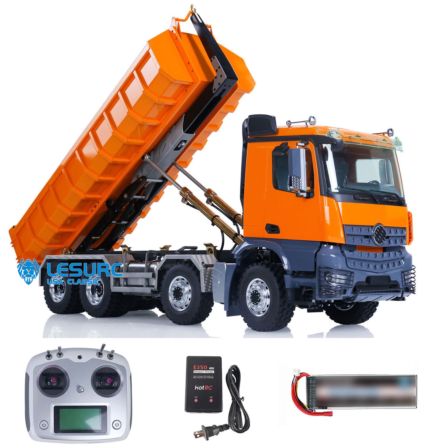 LESU K3363 Cabin 1/14 Stainless Steel 8x8 RC Hydraulic Dump Truck with 2Speed Transmission Sound Light System for Construction Vehicle Enthusiast