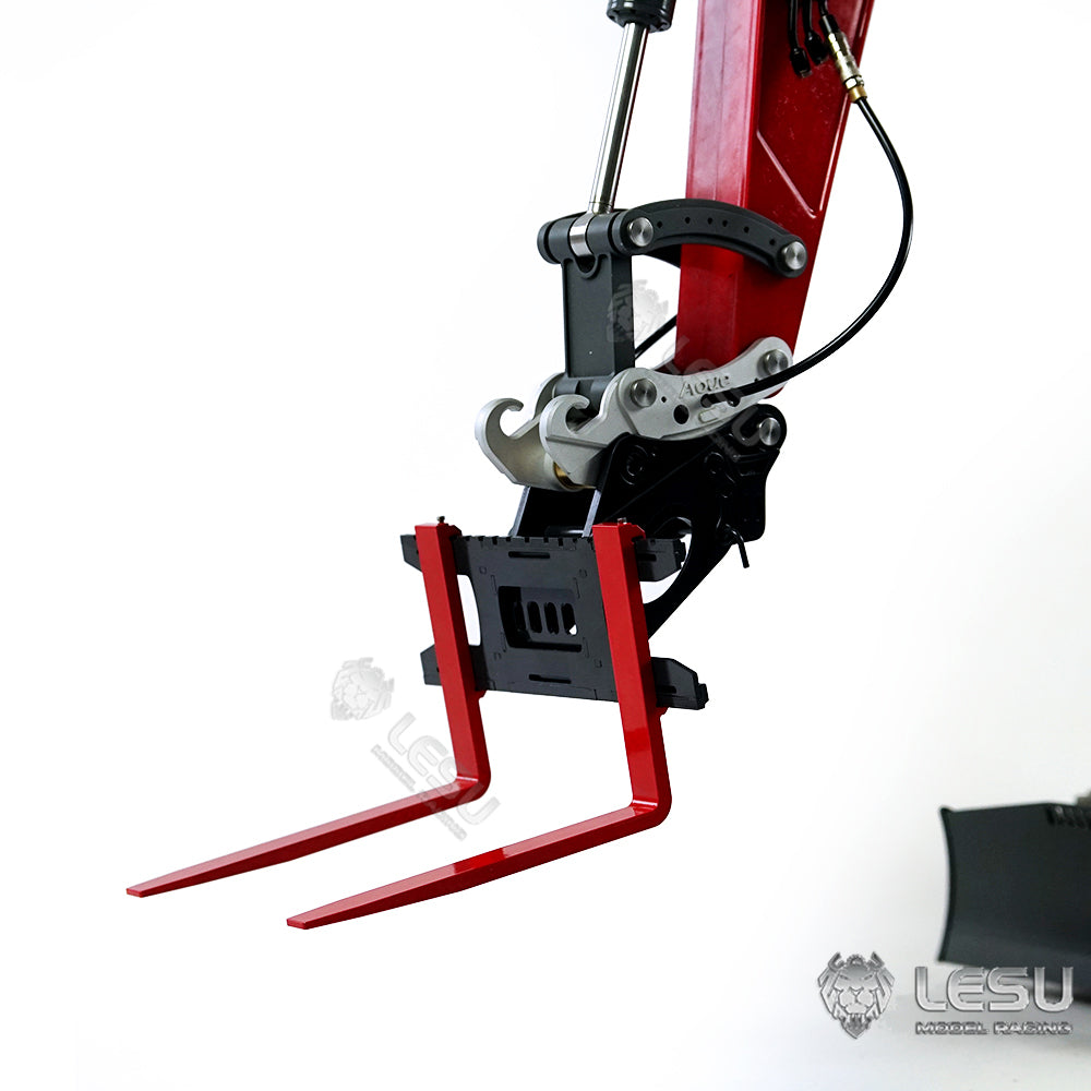 LESU Metal Fork Curved Blade Ripper Quick Release Compactor Tiltable Bucket for RC Excavator 1/14 ET35 Hydraulic Electric Digger