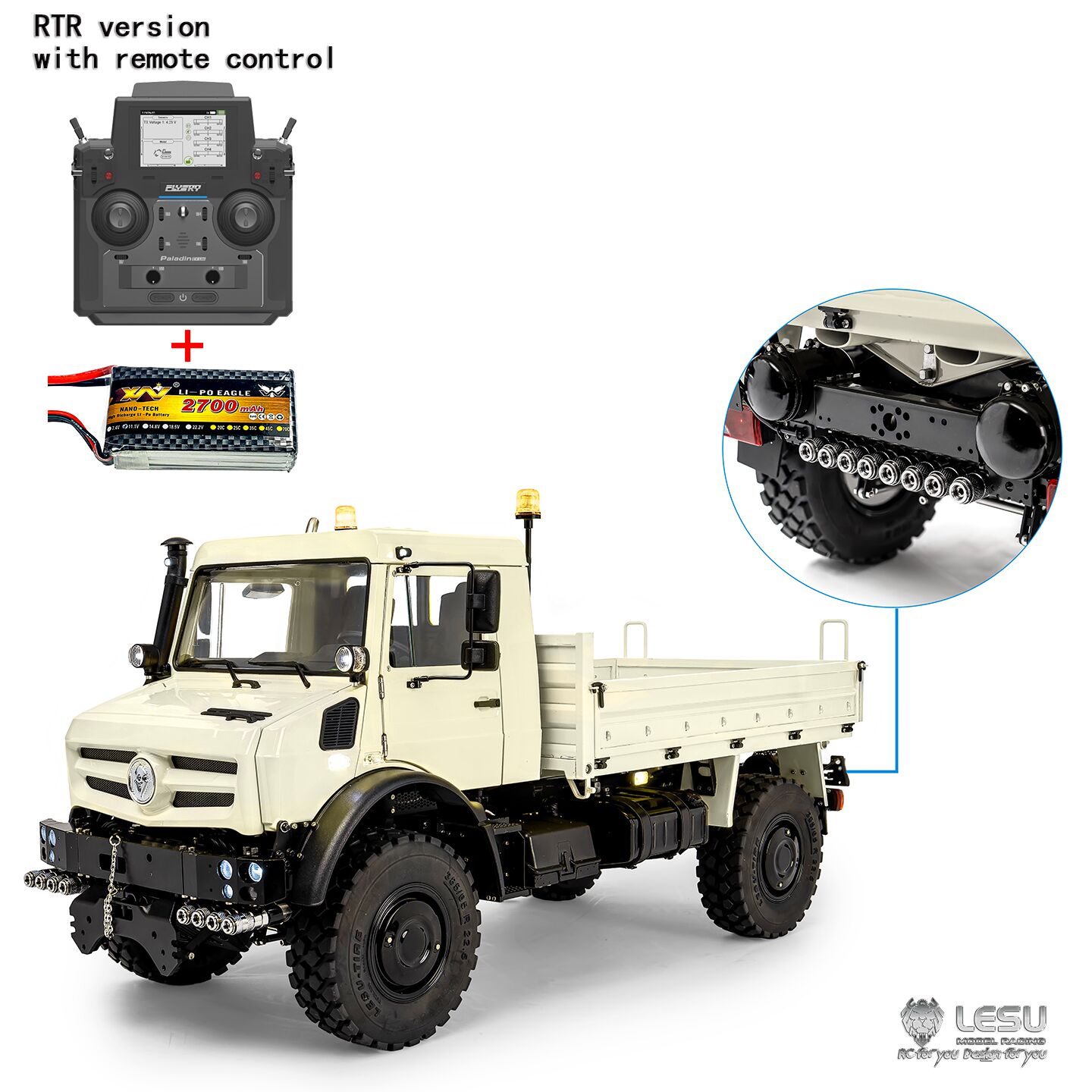 RTR LESU U4023 MT44023 1/14 Metal Hydraulic RC Off Road Car ATV Light Truck Model Light Sound System Axle Lock Flysky PL18EVLite