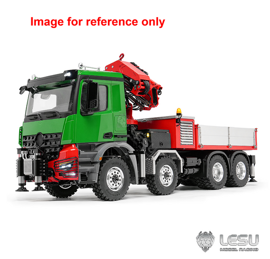 LESU 3363 1/14 Metal RC Hydraulic Crane Truck 8X8 Axle Diff Lock 3Speed Remote Control Lorry 7CH Valve 6 Outriggers Light Sound