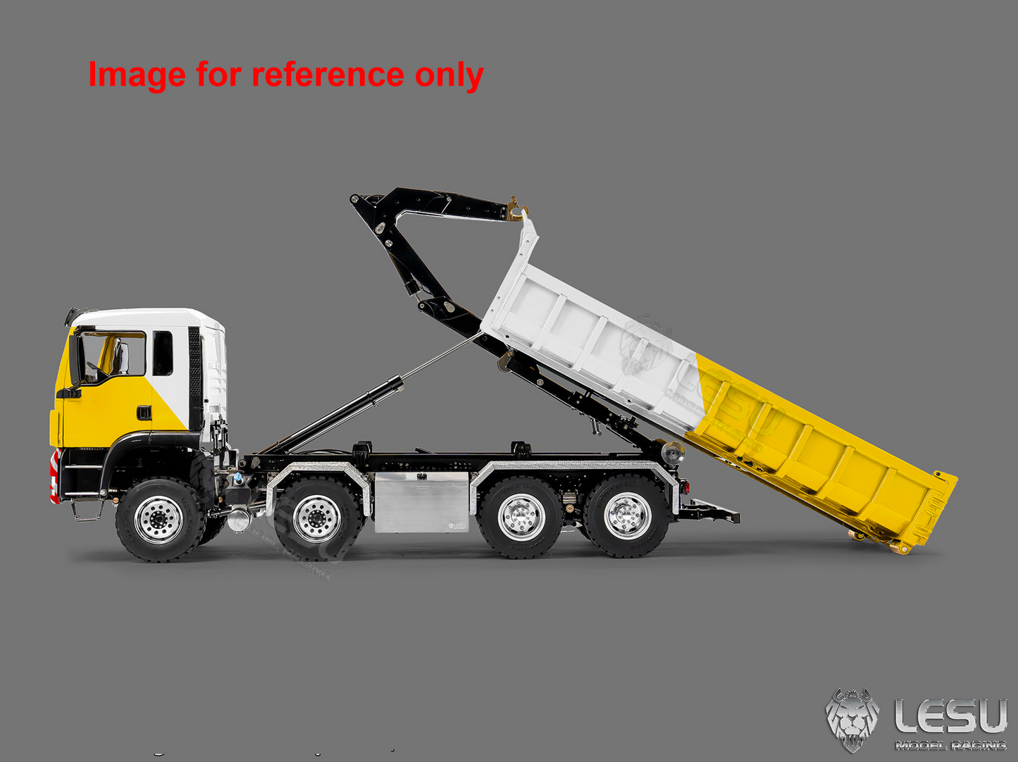 LIMITED-TIME SALE IN Stock LESU Z0098 1/14 Metal Hydraulic Roll On Off Dump Truck 8x8 Folding Hooklift Engineering vehicle with 3Speed Gearbox Differential Lock Sound Light