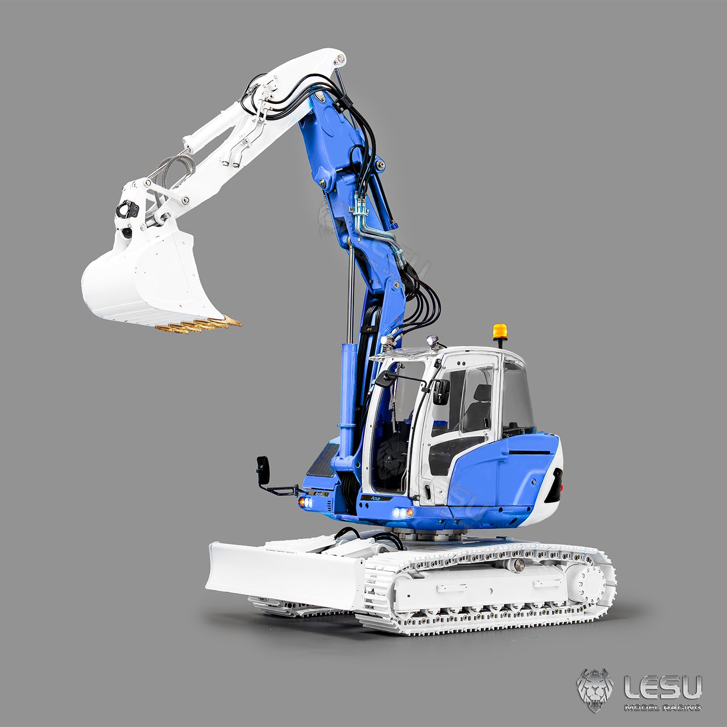 Metal LESU 1/14 MC15 Hydraulic RC Excavator 4 Arms Construction Vehicle 9 Ways Valve Dual Pumps Light Sound ST8 Radio System