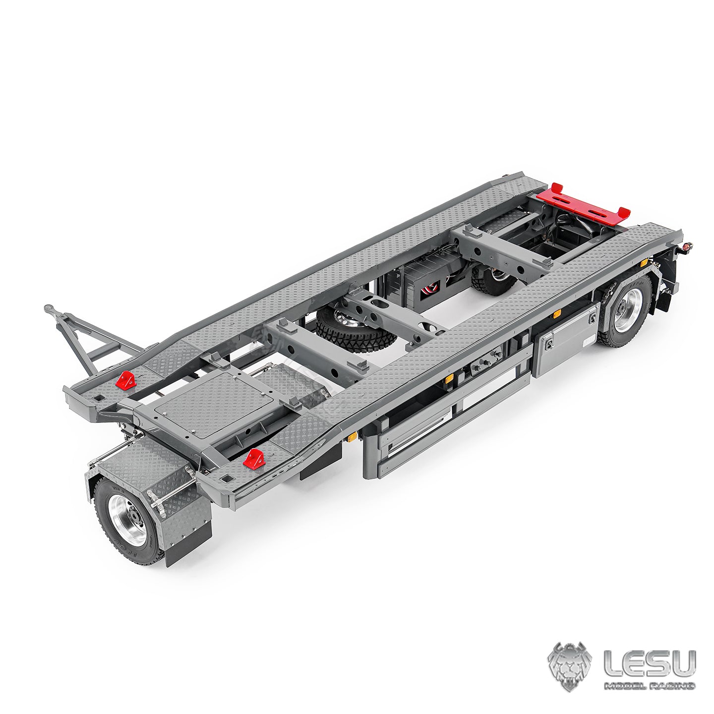 Finished 1/14 Metal RC Trailer A0065 Model Front Wheel Steerable for LESU Radio Controlled Hydraulic Roll on off Dumper Tipper