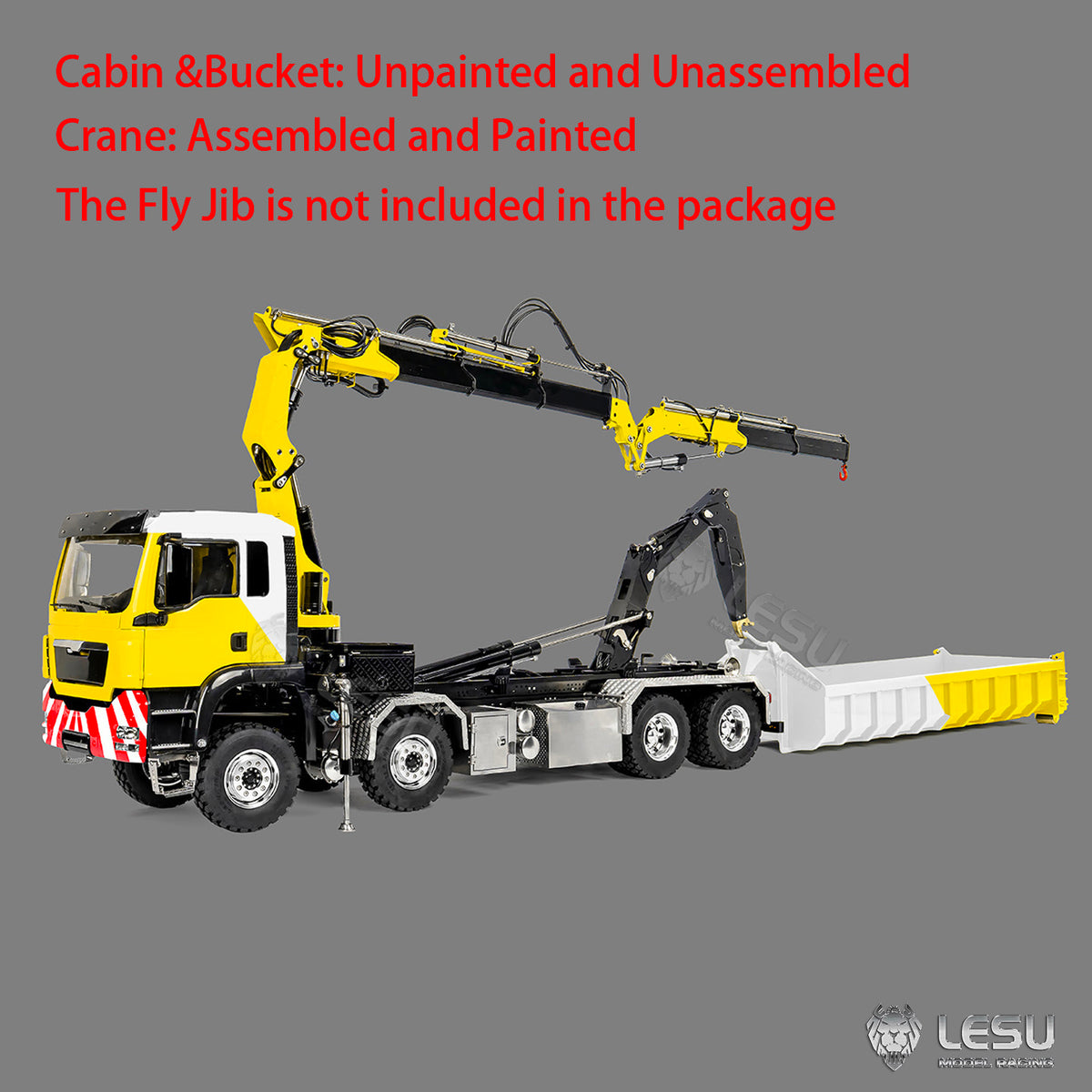 LESU Z0125 1/14 8x8 RC Hydraulic Crane Roll Off Dumper Truck with TGS Cabin Folding Hook Lift 3 Speed Gearbox Differential Lock Metal Chassis