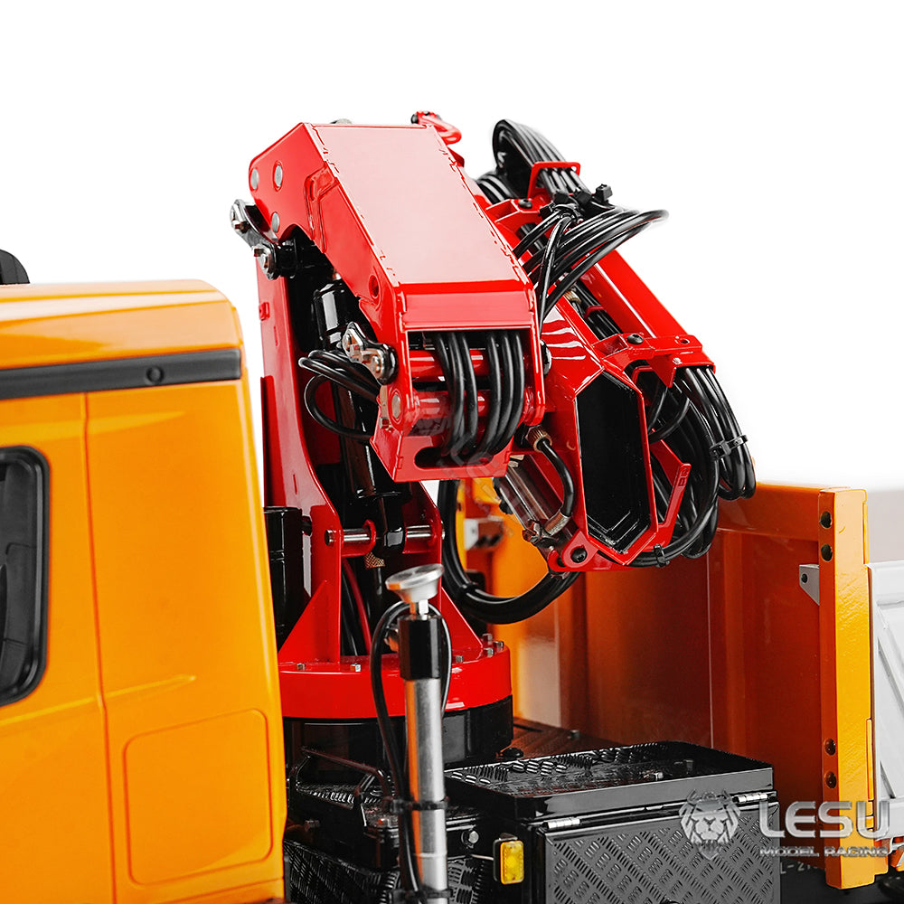 LESU 3348 1/14 Metal 8X8 Hydraulic 3 Ways RC Dump Truck with Crane 2 Speed Transmission 7CH Valve Sound Light for Scale Machinery Enthusiast
