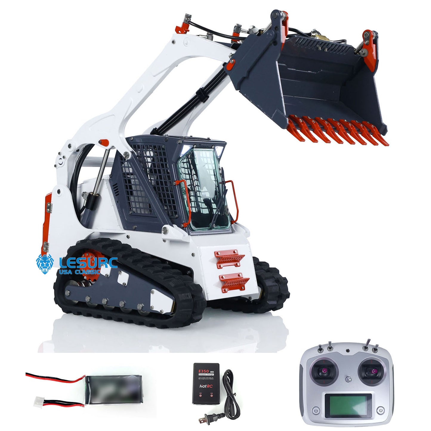 LESU Aoue LT5 1/14 Metal Hydraulic Tracked RC Skid-Steer Loader B0008 with I6S Radio Controller Light Sound System for Construction Vehicle Enthusiast