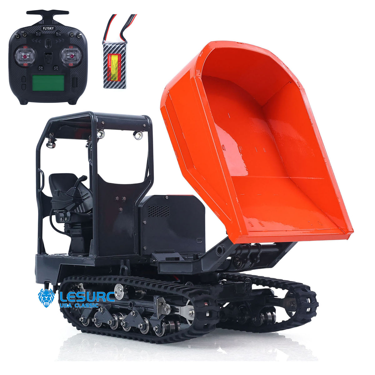 11.11 Flash Sale LESU Metal 1/14 Hydraulic Remote Control Tracked Dumper KC300HR-5 RC Tipper Model Light Sound System FlySky Radio