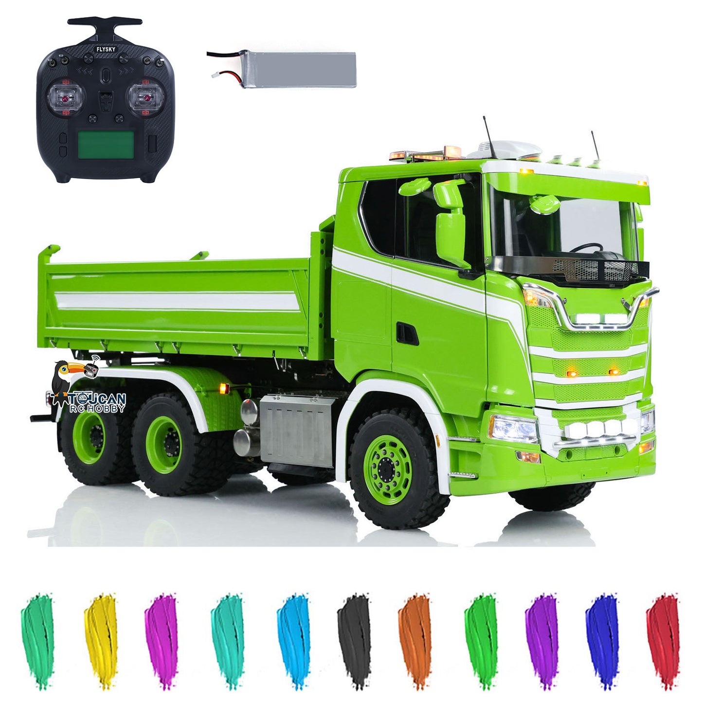 LESU Metal 1/14 6x6 RC Hydraulic Dumper Truck 3 ways Remote Control Tipper Model Assembled Car With ST8 Radio System Smoke Unit