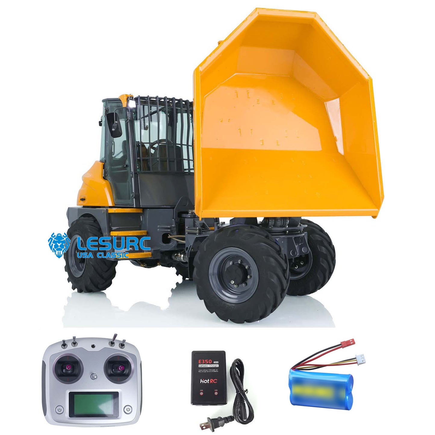 In Stock LESU 1/14 Scale Metal Remote Controlled Hydraulic Articulated Dumper AOUE 6MDX Ready To Run 4X4 Tipper Truck W/ Sound Light System