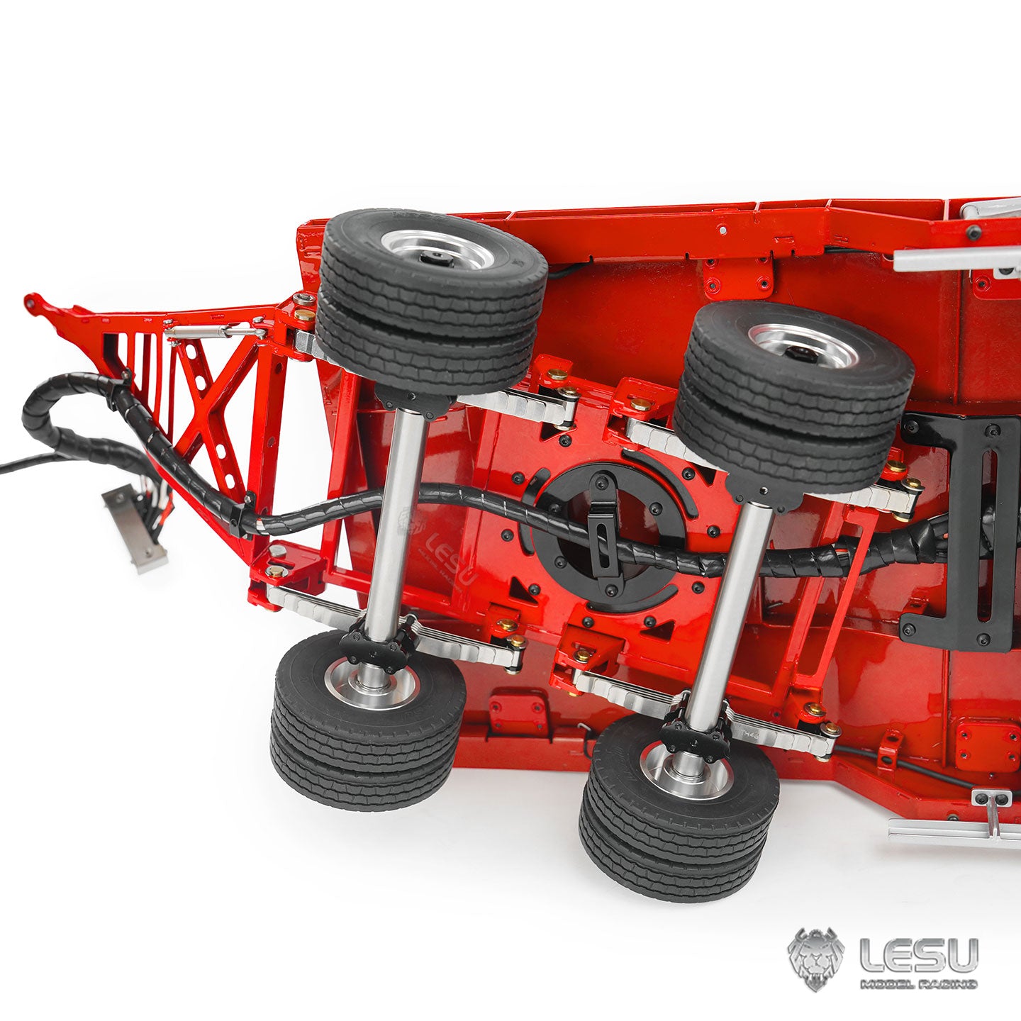 LESU 1/14 Metal Hydraulic Lifting Tailboard Trailer Rear Support Legs 2CH Valve Pump for RC Tractor Truck DIY Lorry Excavator