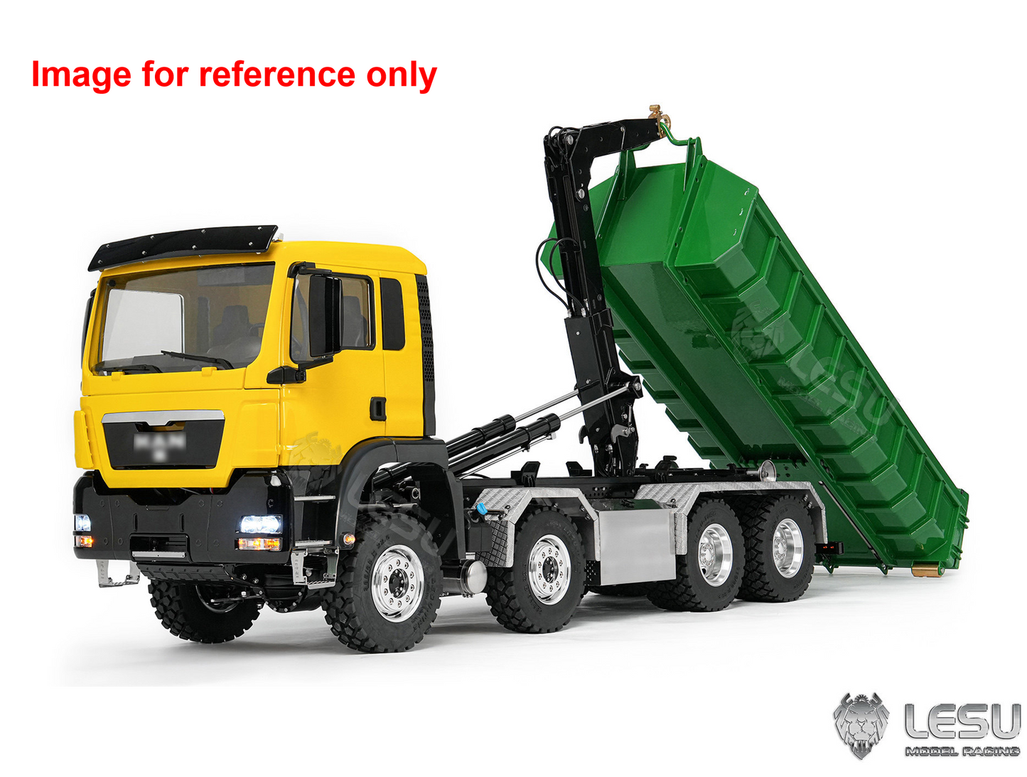 LIMITED-TIME SALE IN Stock LESU Z0090 1/14 8x8 Metal Hydraulic RC Roll On Off Truck Telescopic Hooklift Dumper with TGS Cabin 5CH Valve 3 Speed Transmission Sound Light