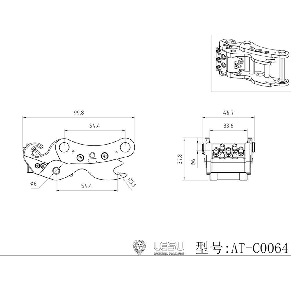 Metal Hydraulic Quick Release Coupler Oil Nozzles for ET35 B0006 1/14 LESU RC Hydraulic Excavator Remote Control Heavy Digger