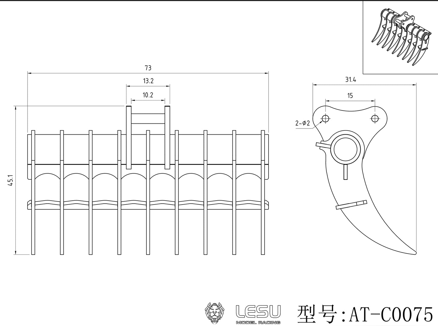 Metal Log Grapple Clamp Leveling Beam Grading Bucket Cultivator Rake Ripper Sieve Bucket for LESU Aoue PC30 B0003 1/14 RC Hydraulic Excavator Remote Control Mini Digger