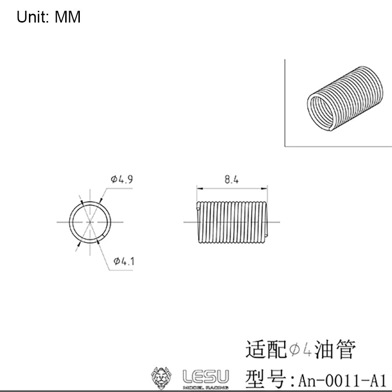 LESU RC Truck Parts Fixed Spring for 4*2.5MM 3*2MM, 2.5*1.5MM Oil Pipe RC Hydraulic Truck Excavator Loader Upgrade Accessories