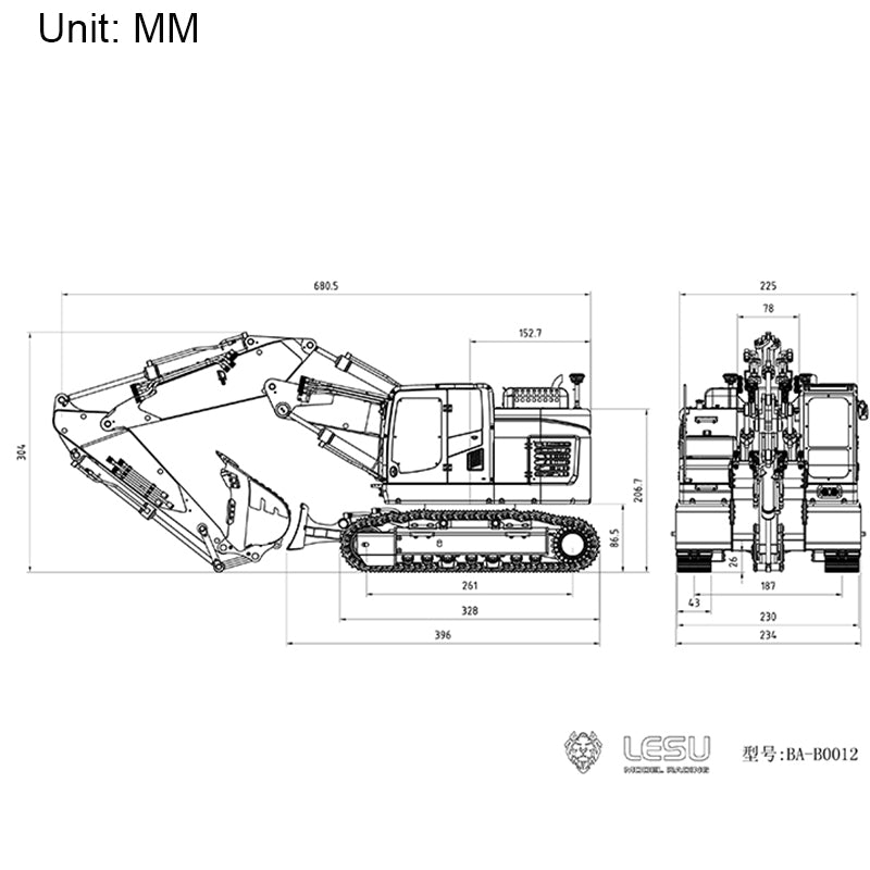 LESU 1/14 Metal RC Hydraulic Excavator Kits Aoue ET26L DIY Model Pump Valve ESC GPS Remote Control Construction Vehicles