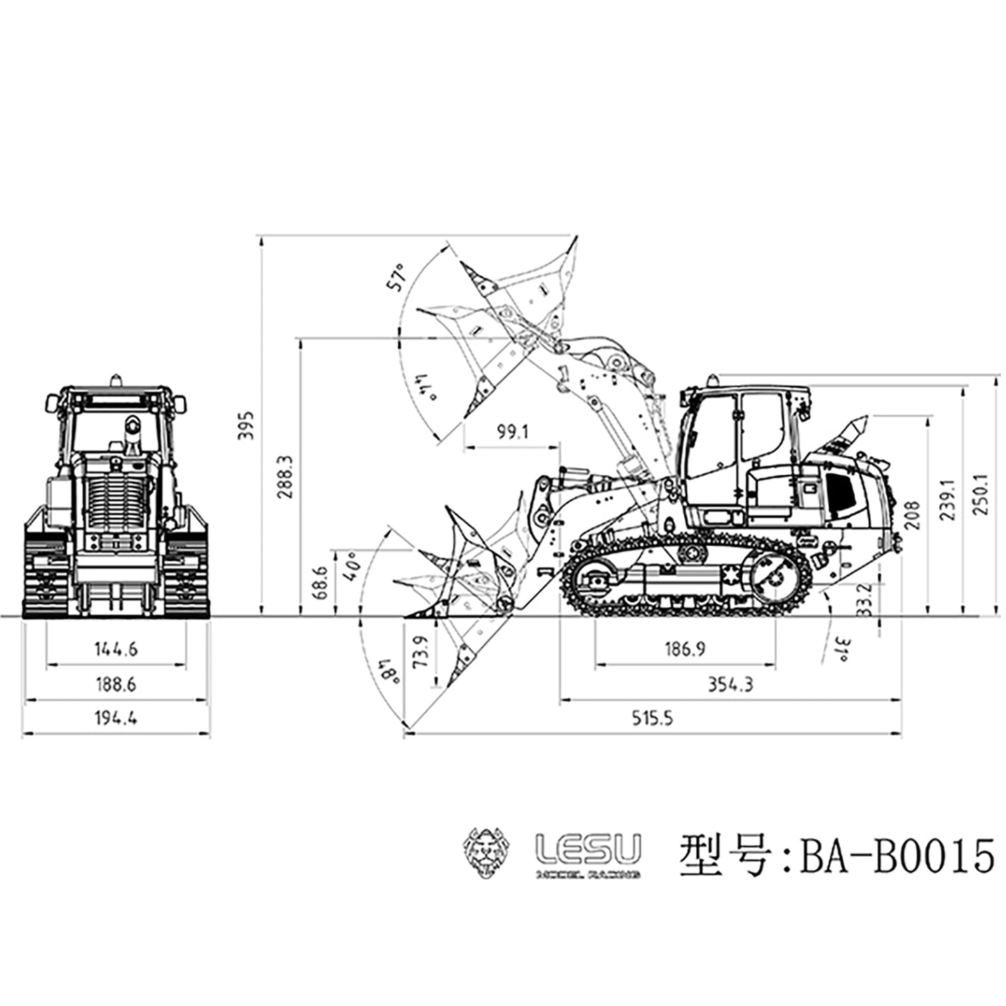 In Stock LESU 1/14 Metal Hydraulic Tracked 2CH Valve RC Unpainting/Painted Loader W/ Servo ESC Decals Light Sound System Motor Bucket