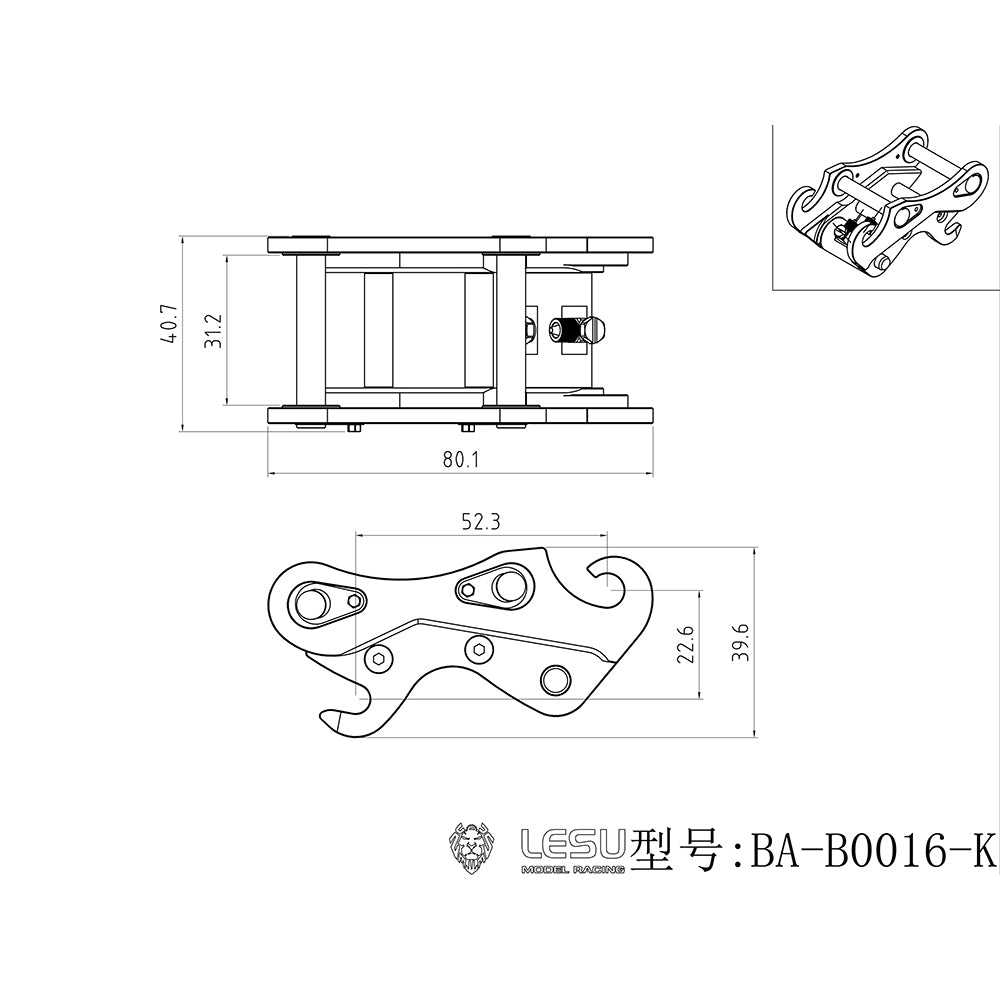 LESU LR945 1/14 Metal RC Hydraulic Excavator B0016 Unassembled Digger 7 Reversing Way Valve for Construction Vehicle Hobbyists