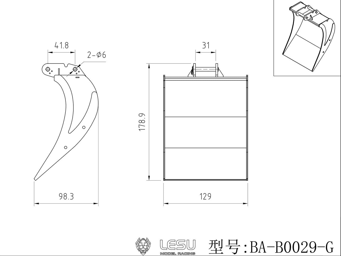 Metal Original Bucket for LESU 1/14 Hydraulic RC Excavator LR956 ZX490 LR945 SK500 ET30H ET26L ET36L AC360 DIY Digger Model