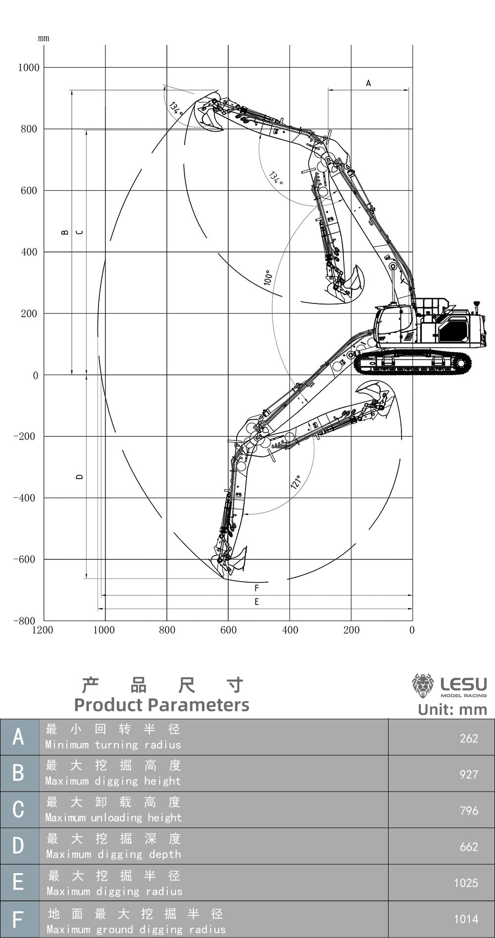 LESU AOUE LR945 1/14 RC Long-reach Hydraulic Excavator CNC Extended Arm Radio Control Digger Model Light 7CH Valve 4MPa Pump
