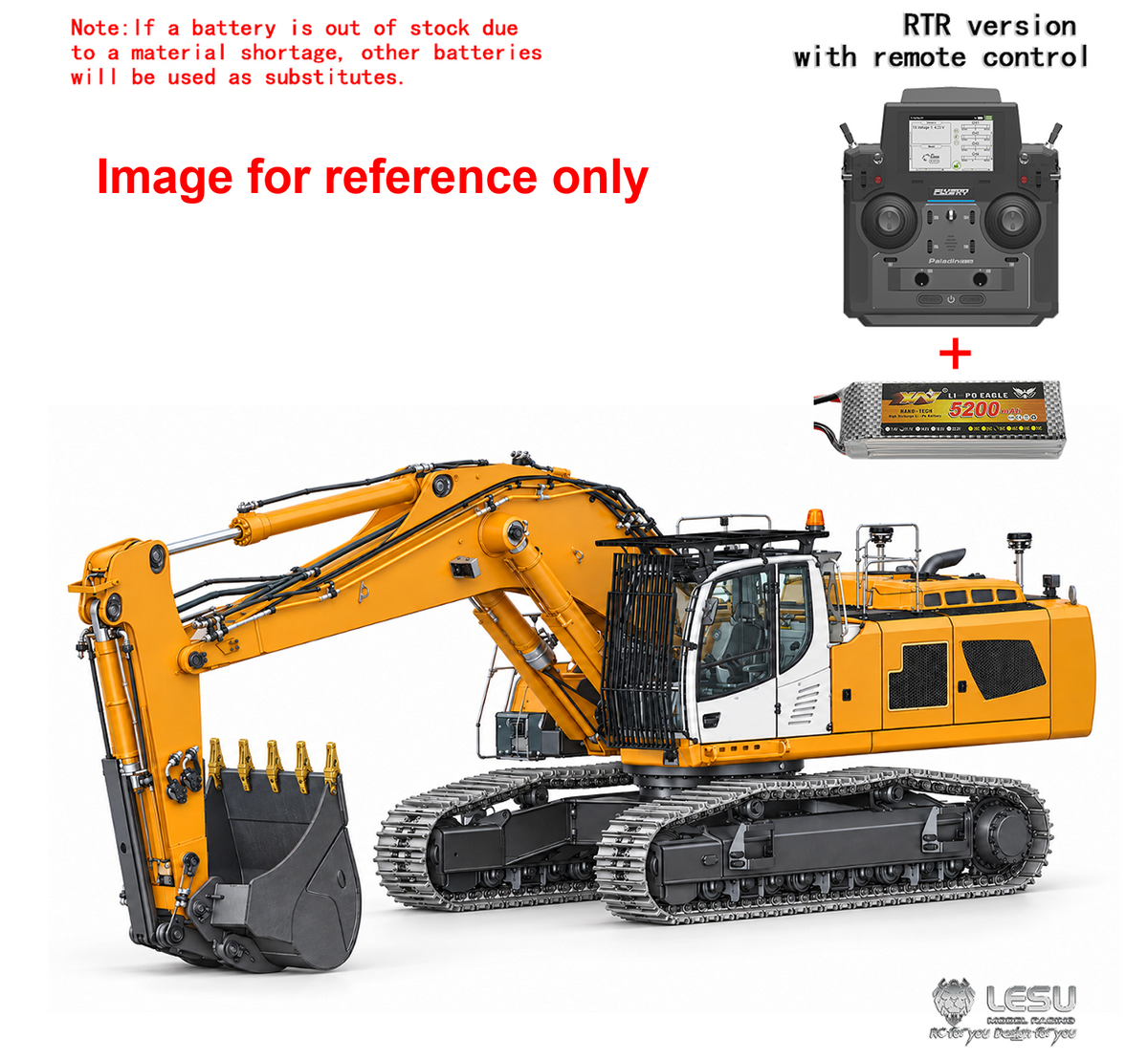 LESU LR956 1/14 Metal 2Arms RC Excavator B0029 Hydraulic Drive Digger with Dual Pumps 9CH Valve Brushless Motor Light System