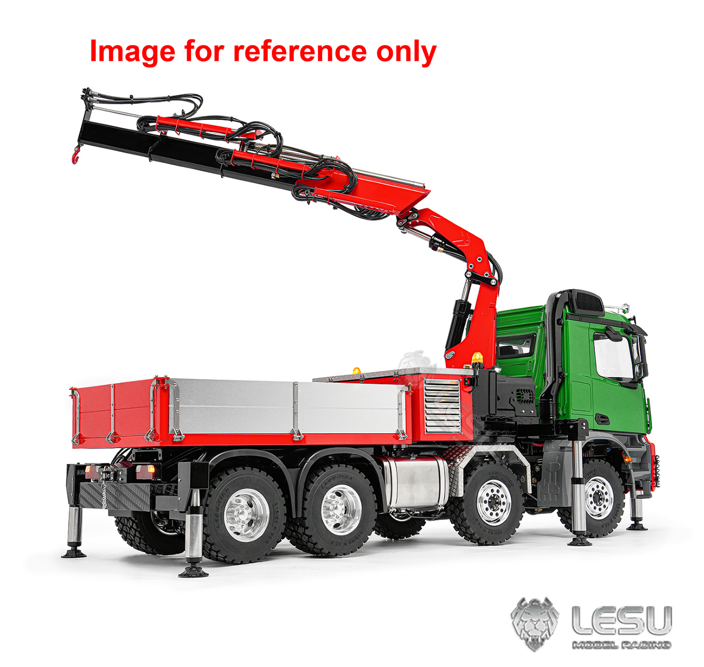 LESU 3363 1/14 Metal RC Hydraulic Crane Truck 8X8 Axle Diff Lock 3Speed Remote Control Lorry 7CH Valve 6 Outriggers Light Sound
