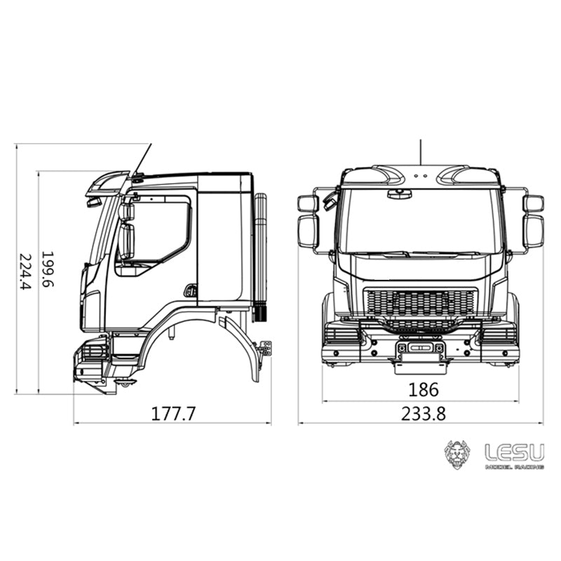 LESU Plastic Cabin Shell Cabin Rack Suitable for 1/14 RC VM Radio Control Tractor Truck Tipper Dumper DIY Car Vehicle Model
